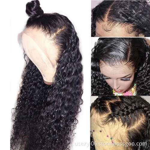 Unprocessed Brazilian Human Hair Full Lace Wig OEM Vendors Water Wave Virgin Cuticle Aligned Full Swiss Lace 100% Human Hair Wig
